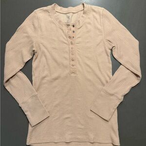 Aerie Beige Long Sleeve Henley Top